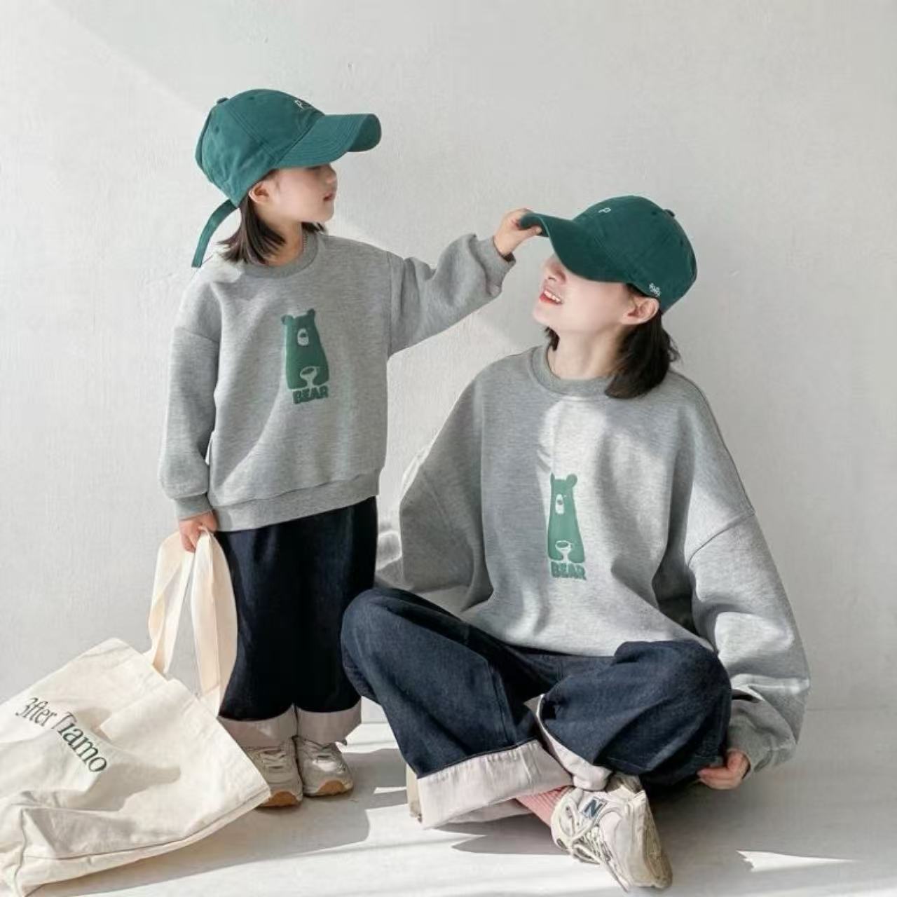 親子ペアルック ナチュラルベアー トレーナー ファミリーお揃いスウェット