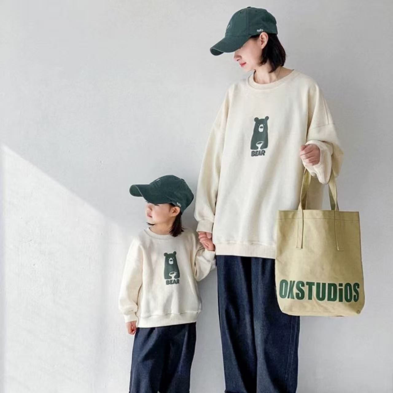 親子ペアルック ナチュラルベアー トレーナー ファミリーお揃いスウェット