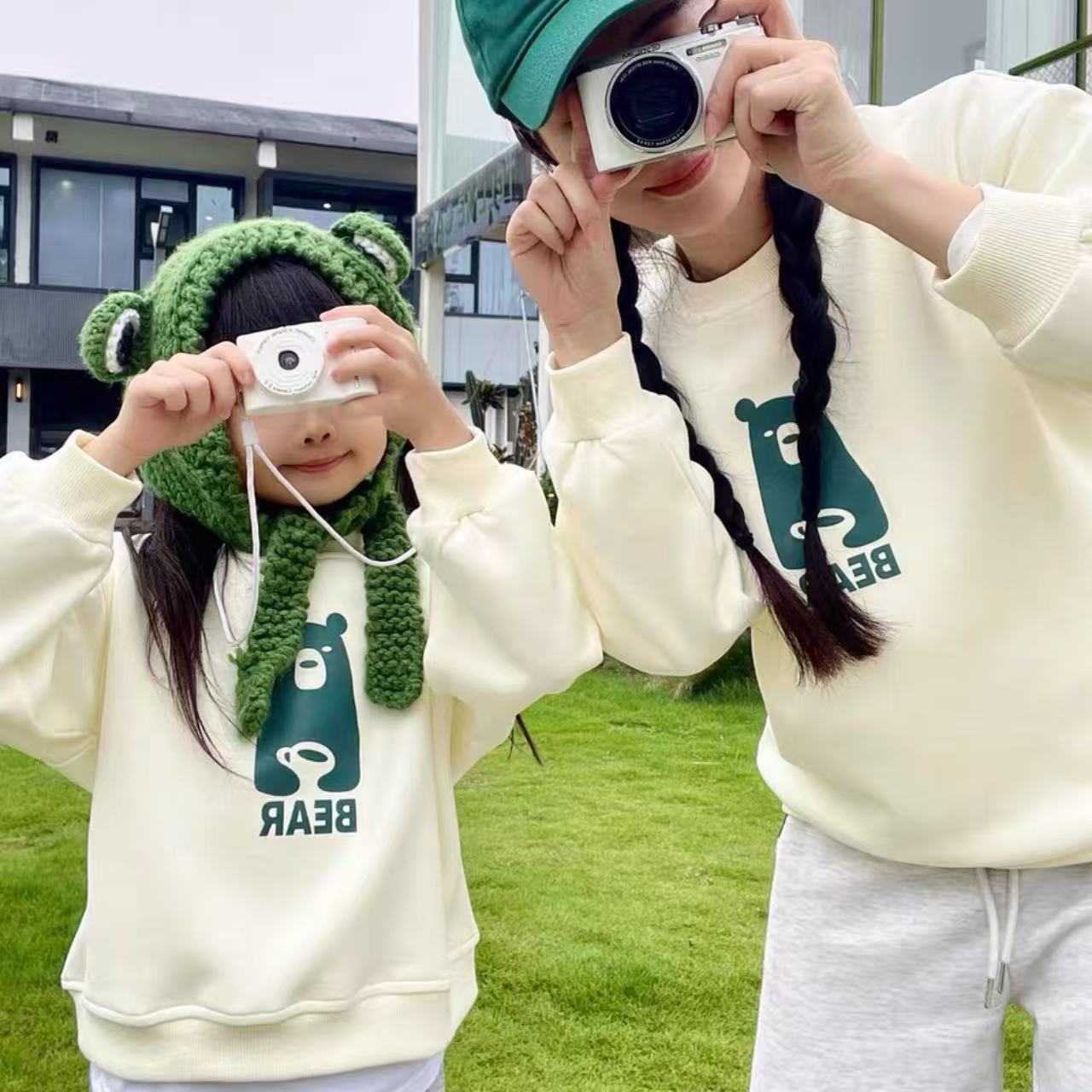 親子ペアルック ナチュラルベアー トレーナー ファミリーお揃いスウェット