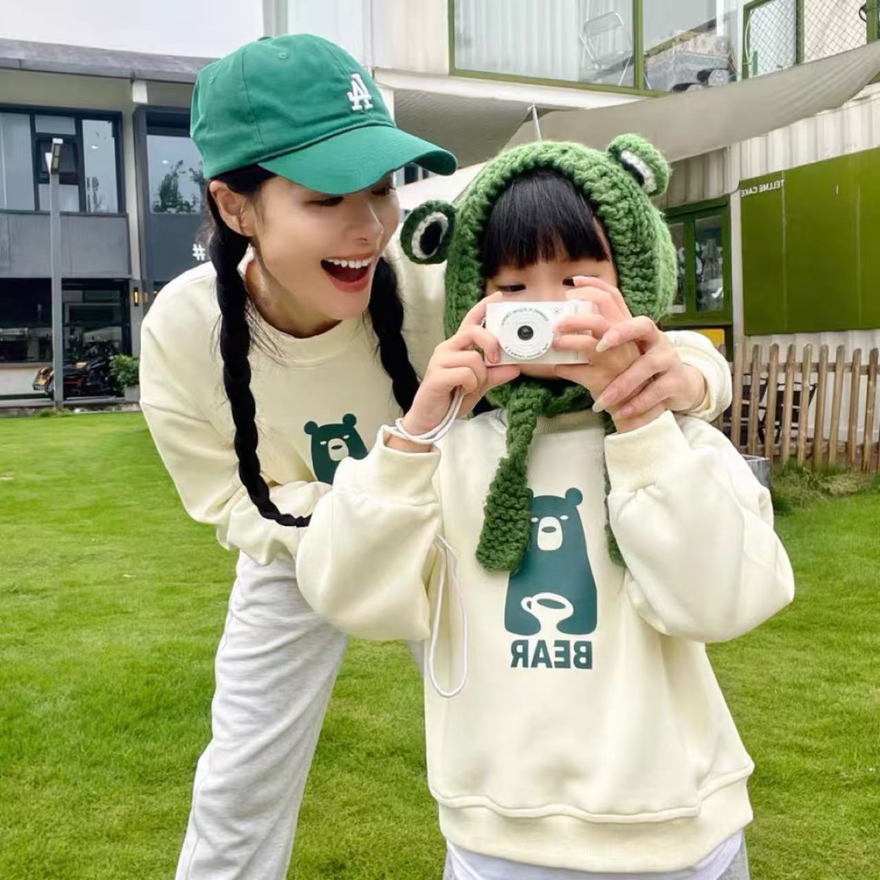 親子ペアルック ナチュラルベアー トレーナー ファミリーお揃いスウェット