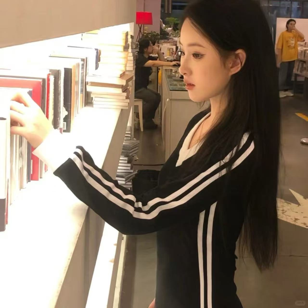  カップルペアルック ゆったりVネックスウェット 細見えロングワンピース