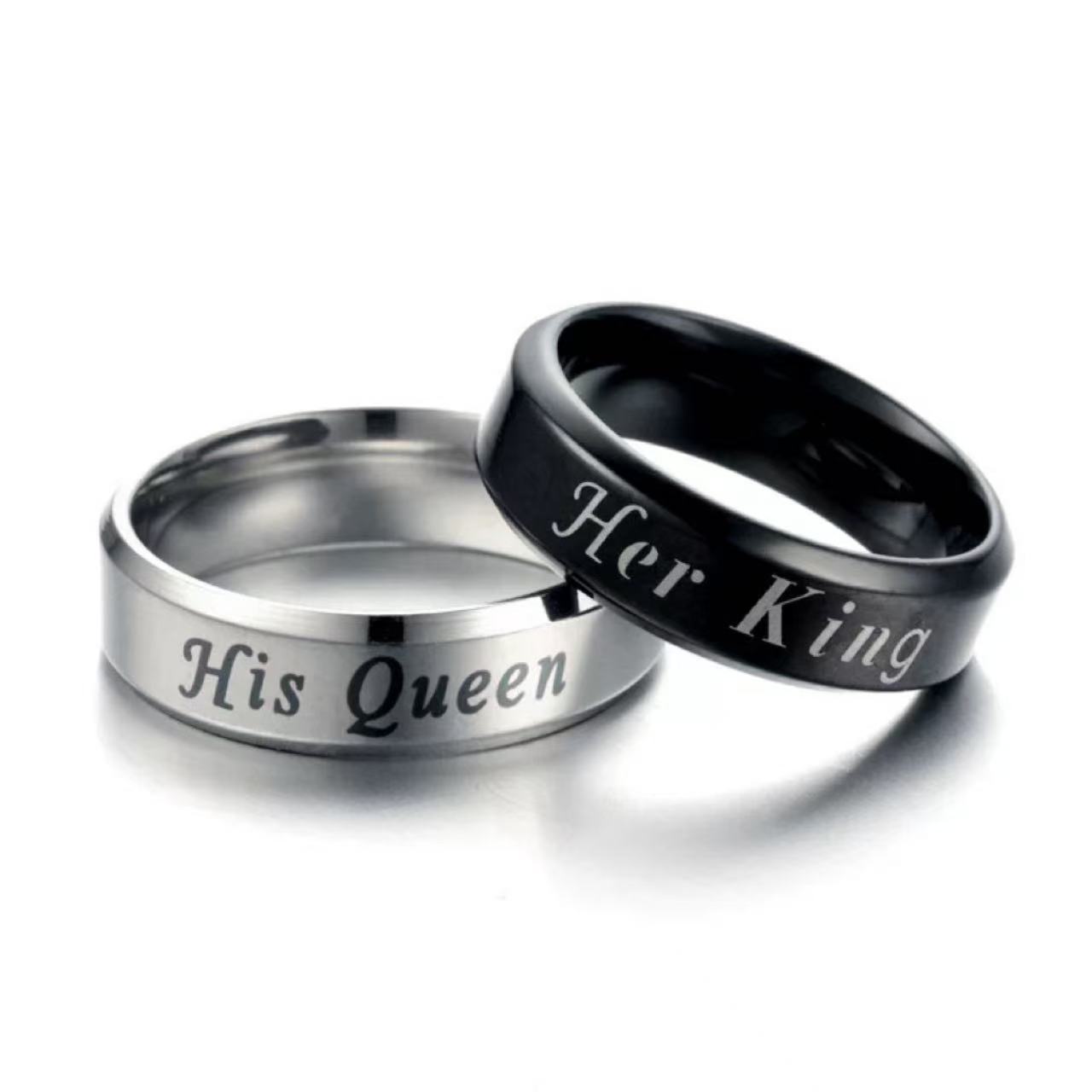 英文字入り 『Her King』『His Queen』 ペアリング