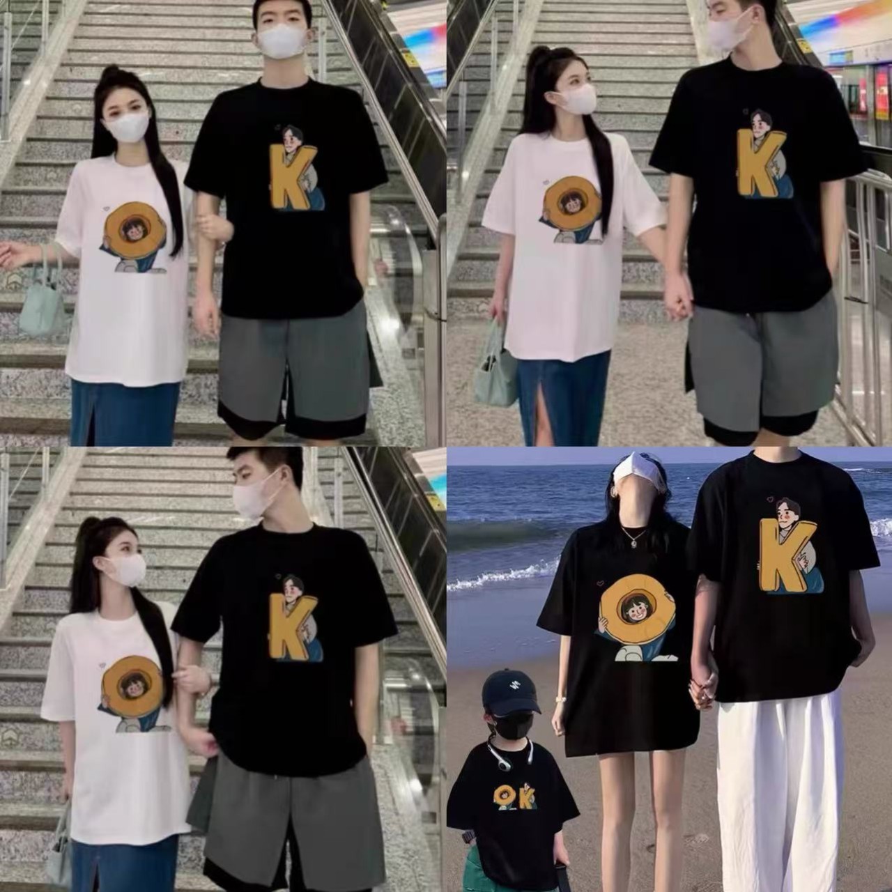 親子ペアルック OKイラストTシャツ